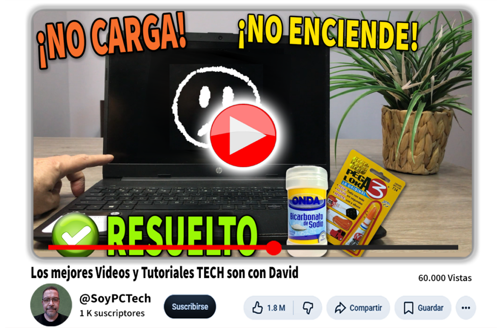 El mejor video en youtube que muestra como solucionar el problema de una laptop HP15 que no carga y no enciende